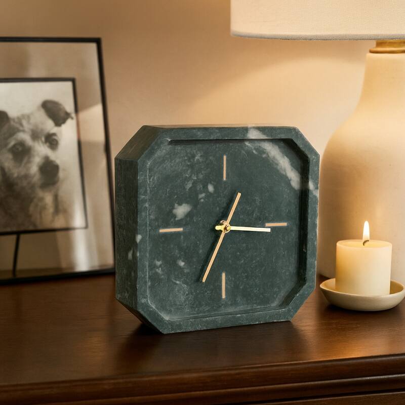 Modern Glam Marble & Stone Clock for Home Decor