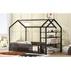 preview thumbnail 4 of 19, Black Metal House-shaped Floor Bed with Detachable Storage Shelves