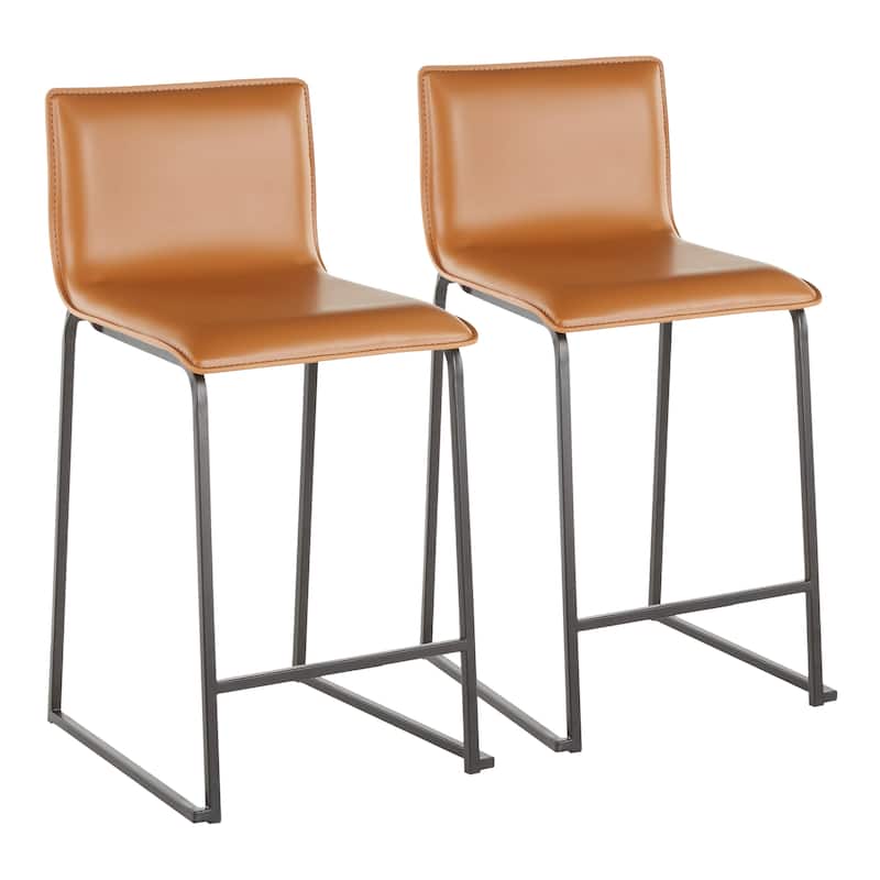Porch & Den Mara Upholstered Counter Stool in Black Metal (Set of 2) - N/A