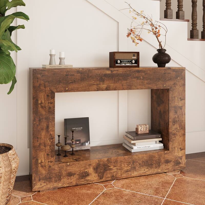 Anmytek 47"Rustic Open Frame Console Table Farmhouse Entryway and Living Room Storage