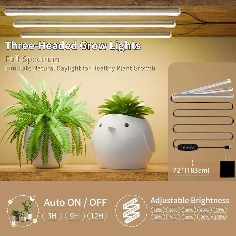 Wood Metal 8-Tier Indoor Plant Stand with S-Shape and Grow Lights - 19.6'' W X 10.2'' D x 62'' H