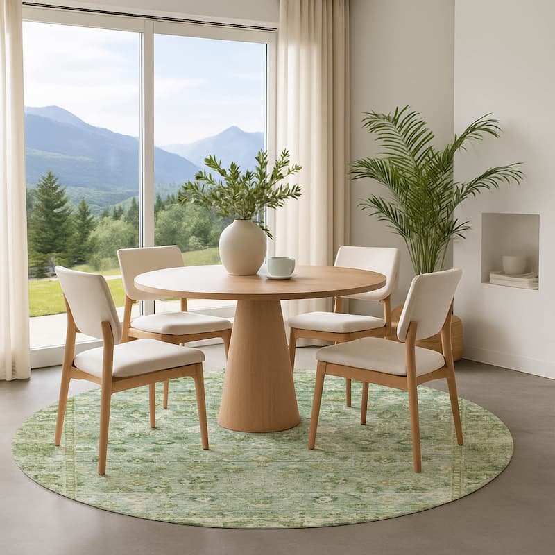 Premium Washable Super Soft Vintage Traditional Mayfield Rug - Aloe - 8' x 8'