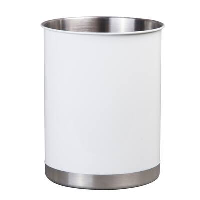 Creative Home Heavy Gauge Stainless Steel Large Tool Crock Utensil Holder Flatware Organizer, White Color
