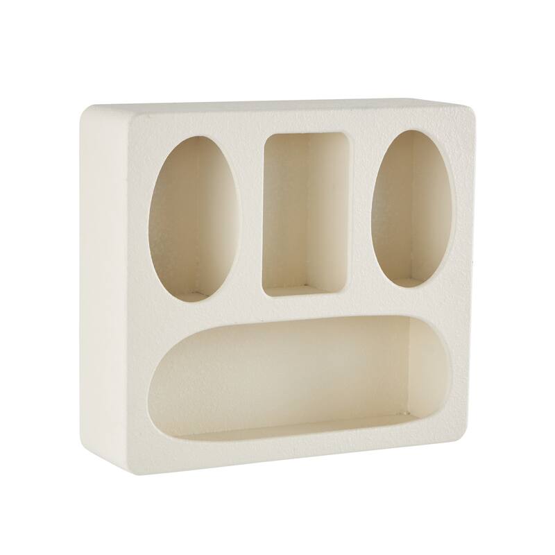 Cream or Black Wood 4 Shelf Geometric Room Wall Shelf