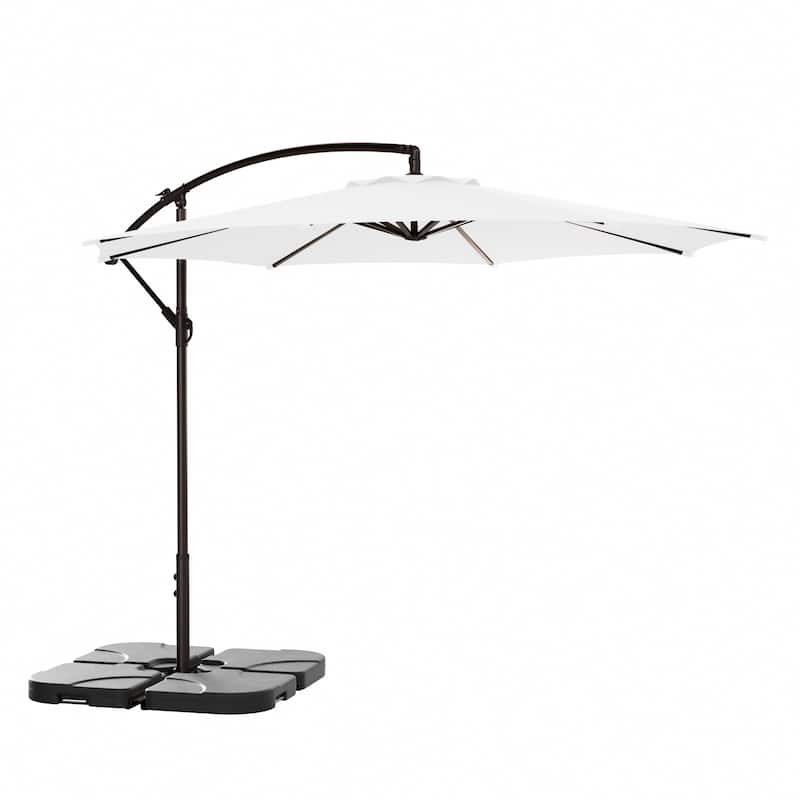 Steele 10-ft. Offset Patio Umbrella with Weight Base Stand - White