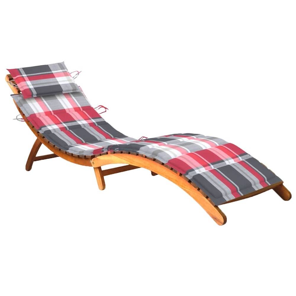vidaXL Patio Sun Lounger with Cushion Solid Acacia Wood - 72.4" x 21.7" x 25.2"