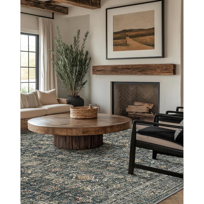 Mcow Grace Muted Floral Low Pile Non-Slip Machine Washable Area Rug