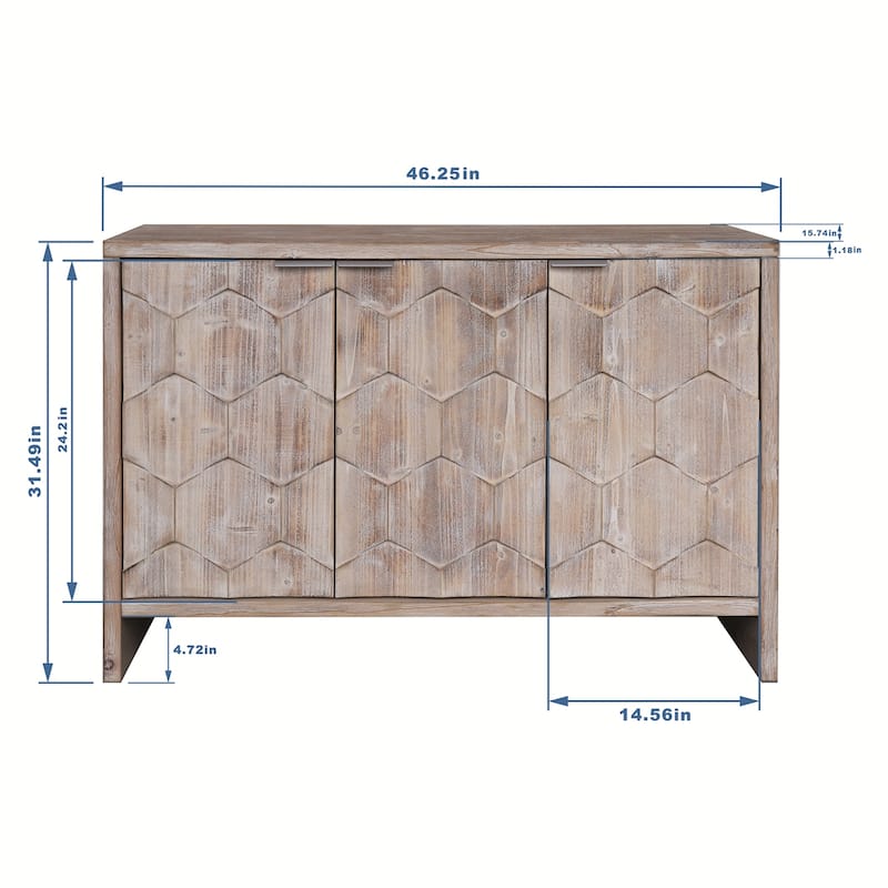 Accent Cabinet Farmhouse Style 3 Door Wooden Cabinet Sideboard Buffet