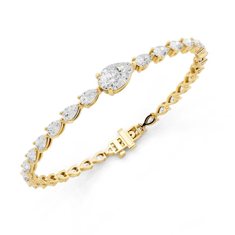 Auriya 14K Gold Pear-shaped Lab Grown Diamond Fashion Bracelet 5 2/5 ct. tw. (E-F VS)