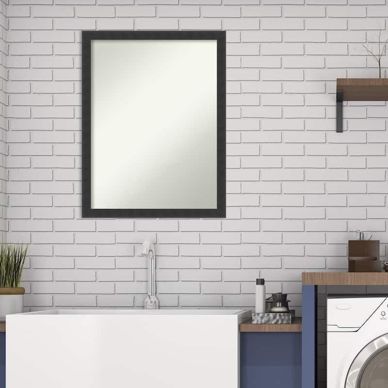 Non-Beveled Wood Bathroom Wall Mirror - Mezzanotte Frame - Mezzanotte Black