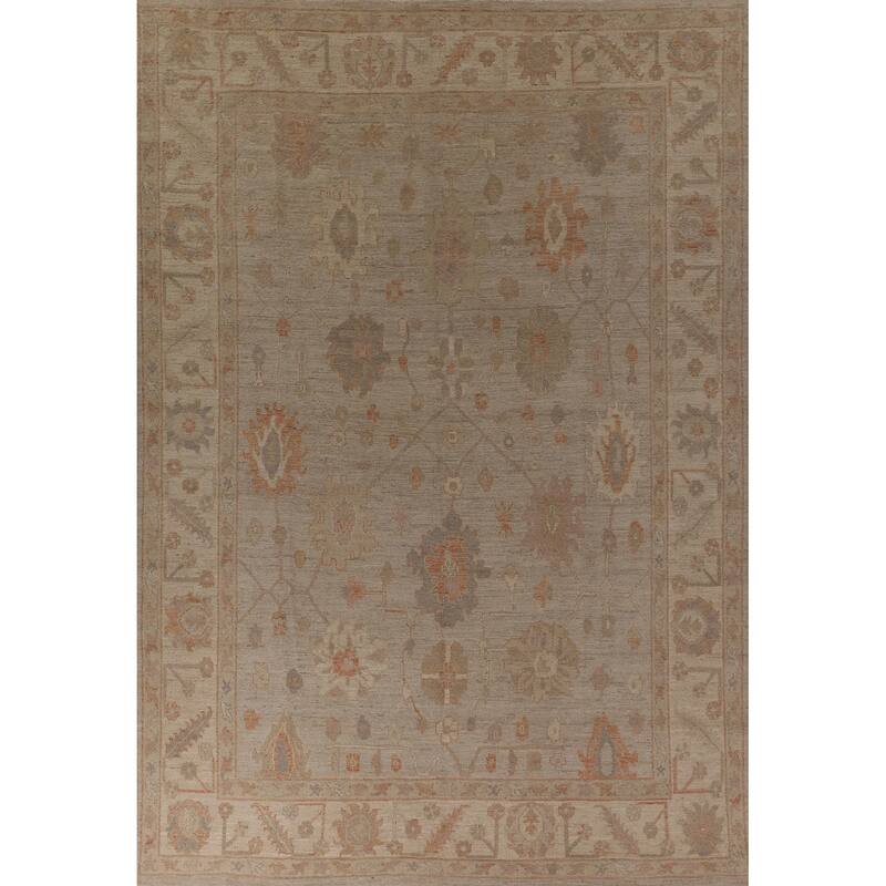 Vegetable Dye Oushak Area Rug Handmade Oriental Wool Carpet - 8'7" x 11'7"