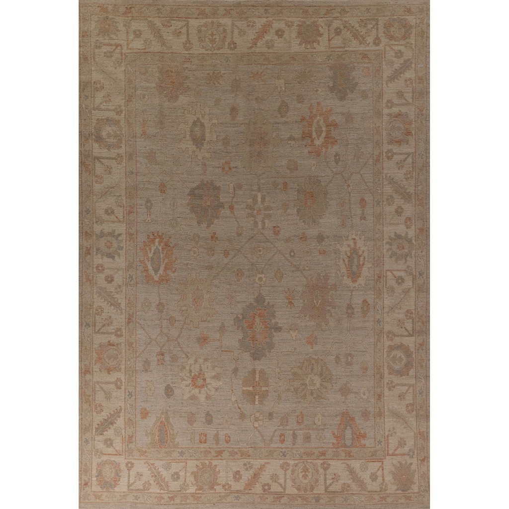 Vegetable Dye Oushak Area Rug Handmade Oriental Wool Carpet - 8'7" x 11'7"