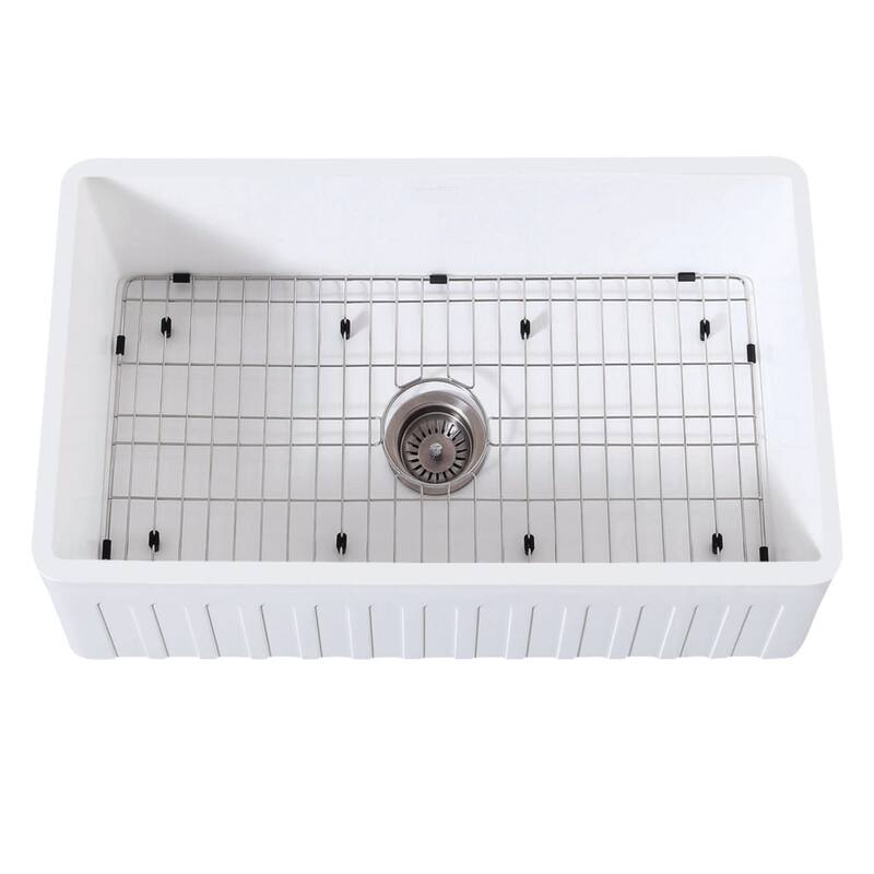Kingston Brass Arcticstone 30" Farmhouse Single Basin Stainless Steel - Matte White / Brushed Stainless Steel