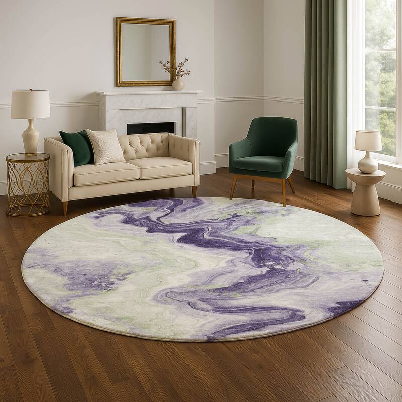 Premium Washable Super Soft Abstract Chic Mayfield Rug - Lavender - 8' x 8'