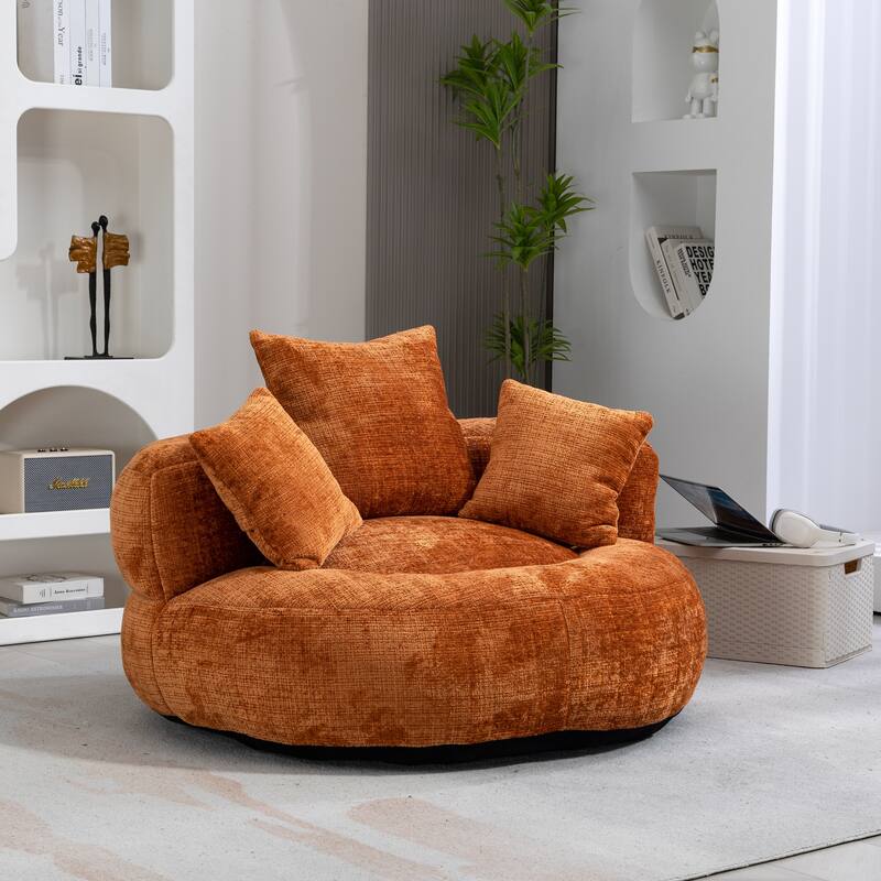 Chenille Lazy Sofa with Pillows