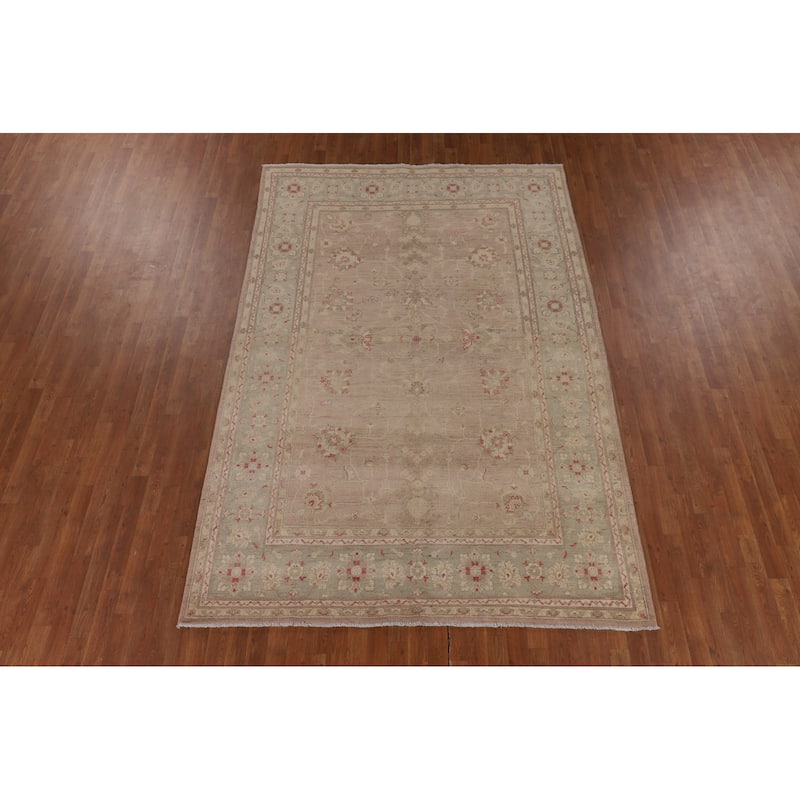 Earth Tone Oushak Oriental Area Rug Hand-Knotted Wool Carpet - 6'9" x 9'10"