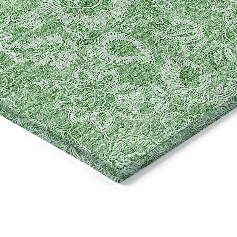 Machine Washable Indoor/ Outdoor Chantille Floral Rug