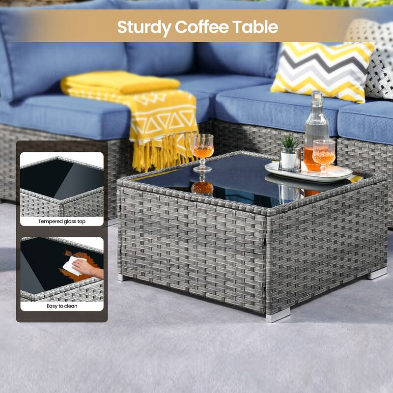 XIZZI 8-piece Patio Wicker Furniture Sectional Set with Firepit