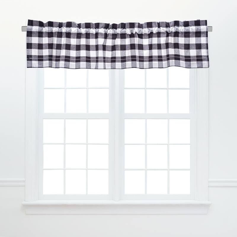 Franklin Check Cotton Window Curtain Valance Set of 2 - 15.5 x 72