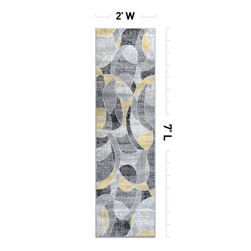 Contemporary Distressed Circle Area Rug