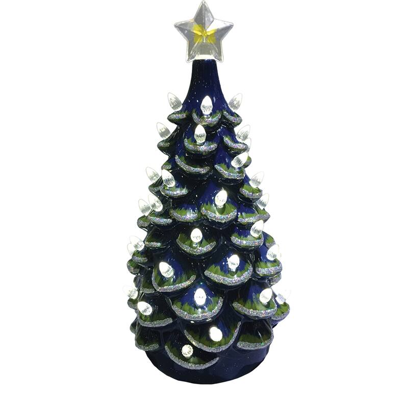 14 inch Michigan Ceramic Tree - blue