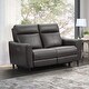 preview thumbnail 1 of 20, Abbyson Ludovic Leather Power Reclining Loveseat with Power Headrest Grey
