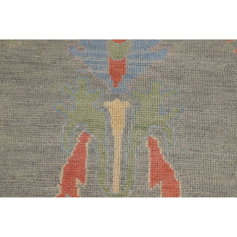 Hand Knotted Oriental 100% Wool Carpet Transitional All-Over Greys & Charcoal Oushak Area Rug - 11' 10'' X 9' 3''