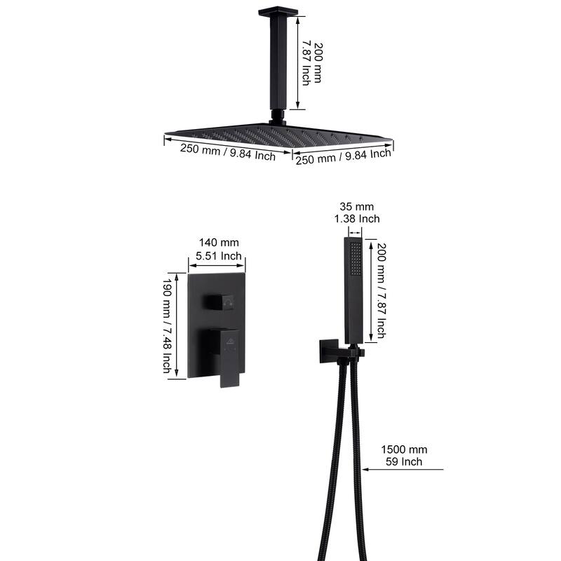 2 Function 10-inch Ceiling Mount Dual Shower Heads Shower System