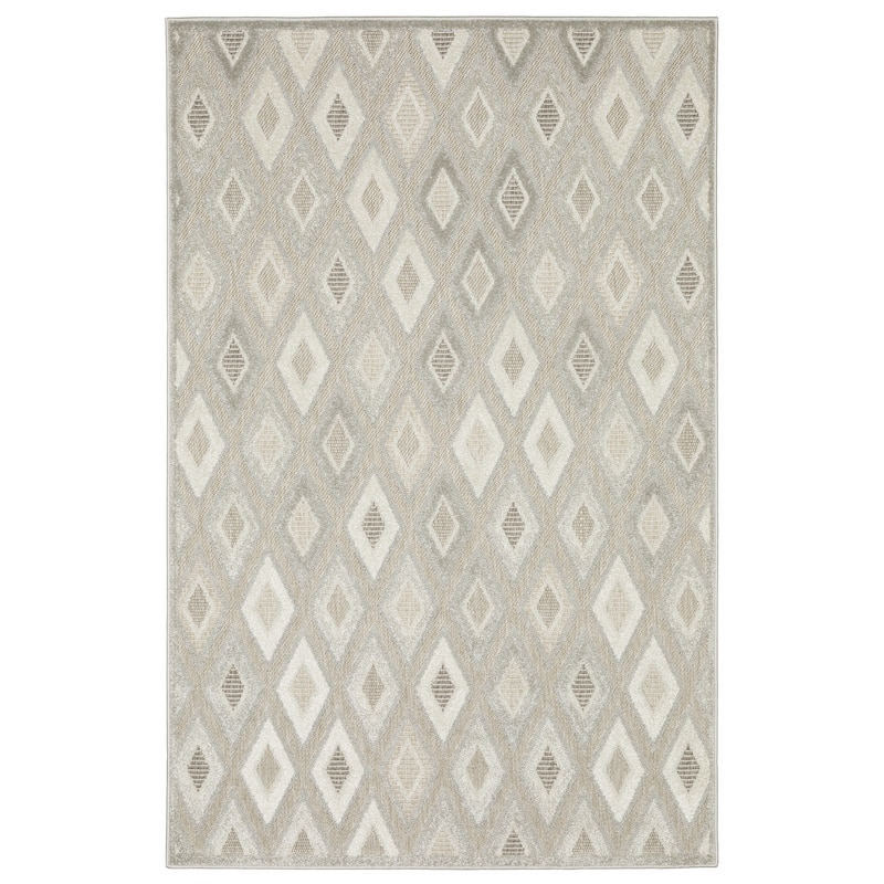 Style Haven Thassos Tonal Diamonds Beige/ Grey Mixed Pile Area Rug - 9' 10" x 12' 10" - Rectangle