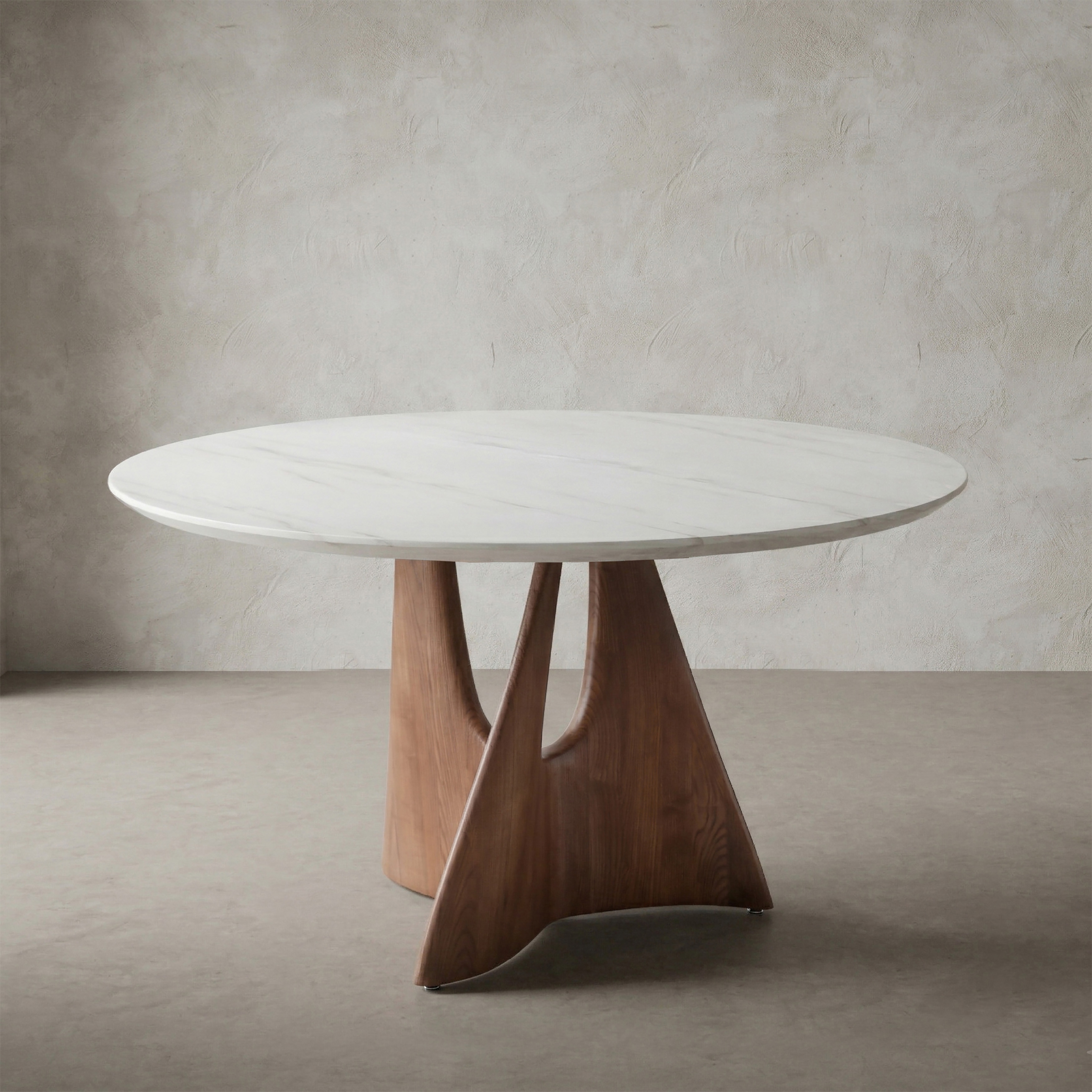 Furniture of America Premier Organic Modern Sintered Stone Top Round Dining Table with Pedestal Base