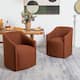 Performance Fabric Upholstered Barrel Back Rolling Dining Armchair (Set ...