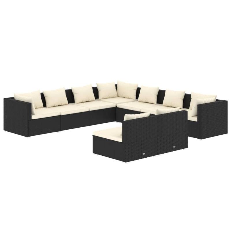 vidaXL Patio Lounge Set Outdoor Sectional Sofa Set Table Garden Poly Rattan