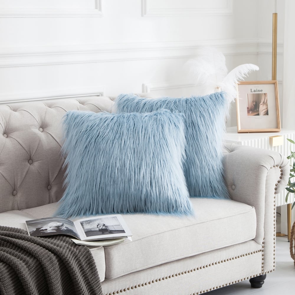 Karenne FauxFur Throw Pillow Covers (Set of 2), NO INSERT