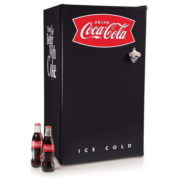 Coca-Cola CRF32BKCK 3.2 Cu. Ft. Refrigerator With Freezer, Black. Opens flyout.