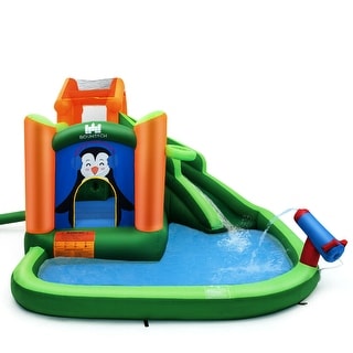 Gymax Inflatable Slide Bouncer and Water Park Bounce House Climbing