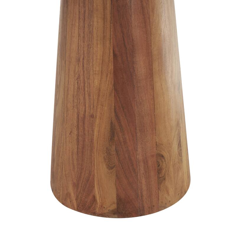 Wood Side End Accent Table with Natural Wood Grains and Cone Shaped Bases - Set of 3 Light Brown or Brown - Roche River Decor