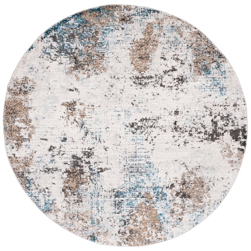 SAFAVIEH Shivan Lauretta Abstract Rug - 6'7" Round - Ivory/Grey