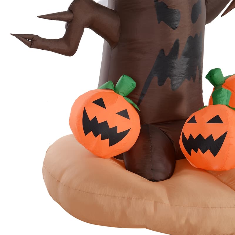 HOMCOM 8' Haunted Tree, Evil Jack-O'-Lantern, and Ghost Inflatable Halloween Decoration