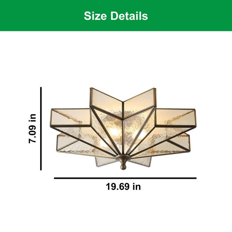 19.5 Inch bathroom fixtures light bronze ceiling light brass large flush mount fixture - N/A