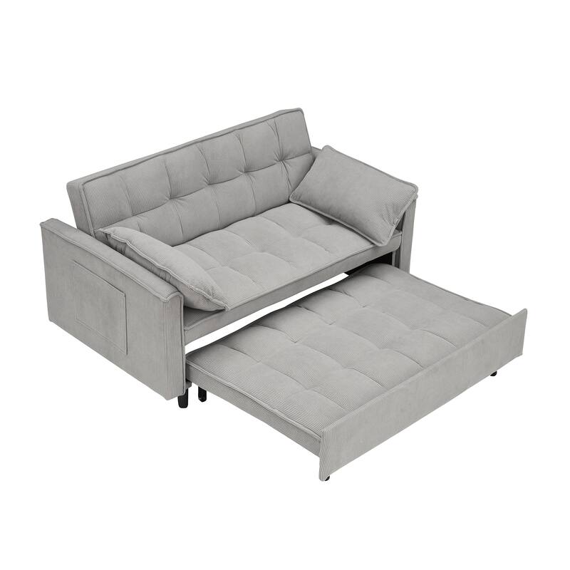 55" 3-in-1 Double Pull-Out Sofa Bed for Living Room