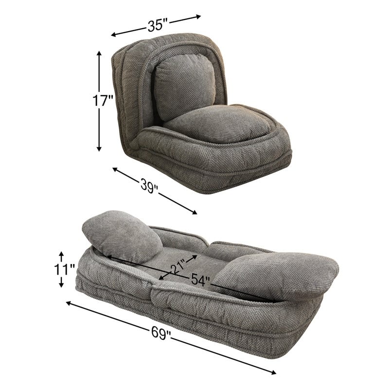Lazy Folding Sofa Bed with Two Pillows