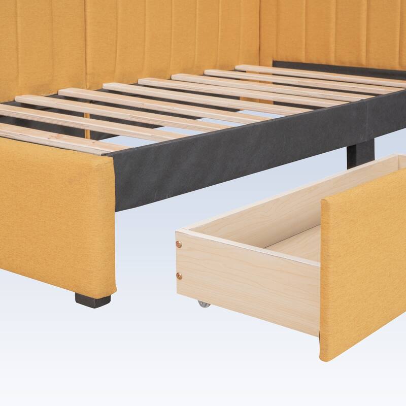 Modern Twin Size Upholstered Daybed with 2 Storage Drawers