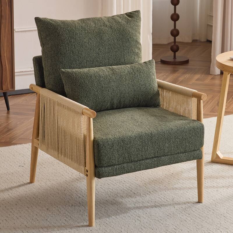 Chenille Accent Chair with Pillow