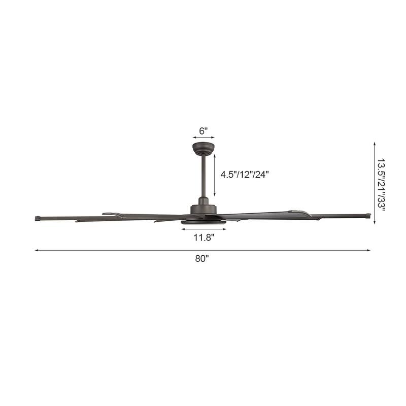 WINGBO 64" and 72" and 80" and 96" Indoor Ceiling Fan with LED Light and Remote