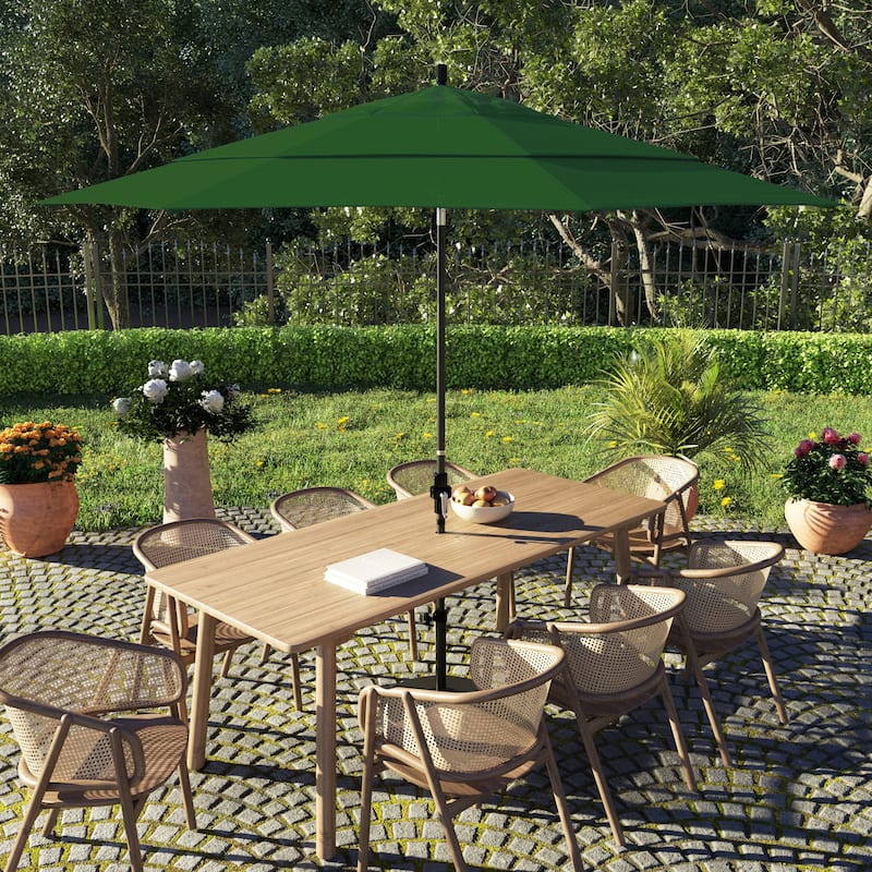 California Umbrella 11' Rd. Alum/Fiberglass Rib Patio Umb,Crank Lift/Collar Tilt, Dbl Wind Vent, Black Finish, Sunbrella Fabric - Forest Green