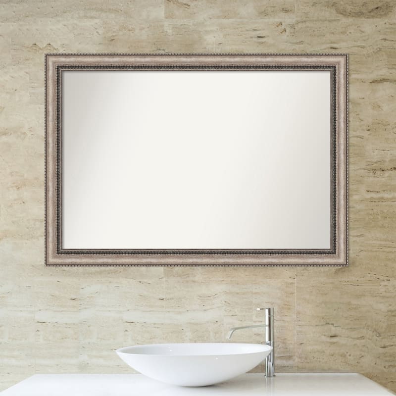 Non-Beveled Bathroom Wall Mirror - Lyla Ornate Silver Frame