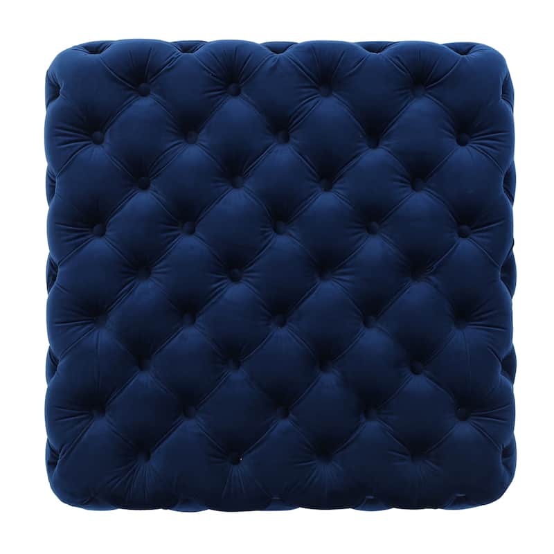 Jaymee Modern Glam Button Tufted Velvet Ottoman by Christopher Knight Home