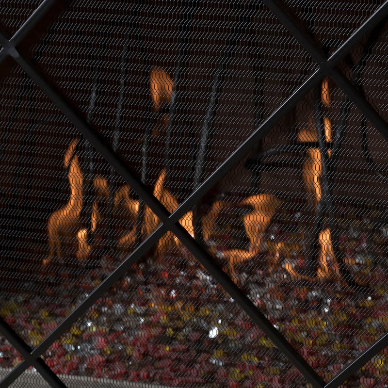 Roomfitters Modern Geometric Fireplace Screen, Single-Panel Design with Stylish Circle Patterns and Durable Mesh