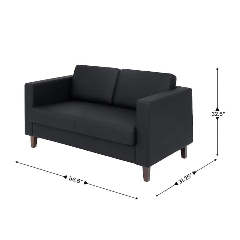 Commercial Lobby Loveseat with 2 Outlets/1 USB/1 USB-C Ports - 56.5"W x 31.25"D x 32.5"H