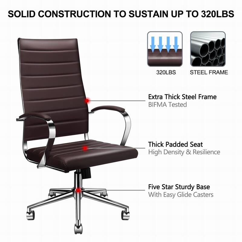 LUXMOD® Office Chair Faux Leather Silver Frame Adjustable and Swivel